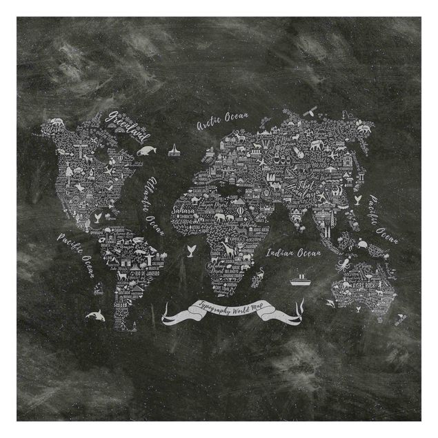 Papier peint - Chalk Typography World Map