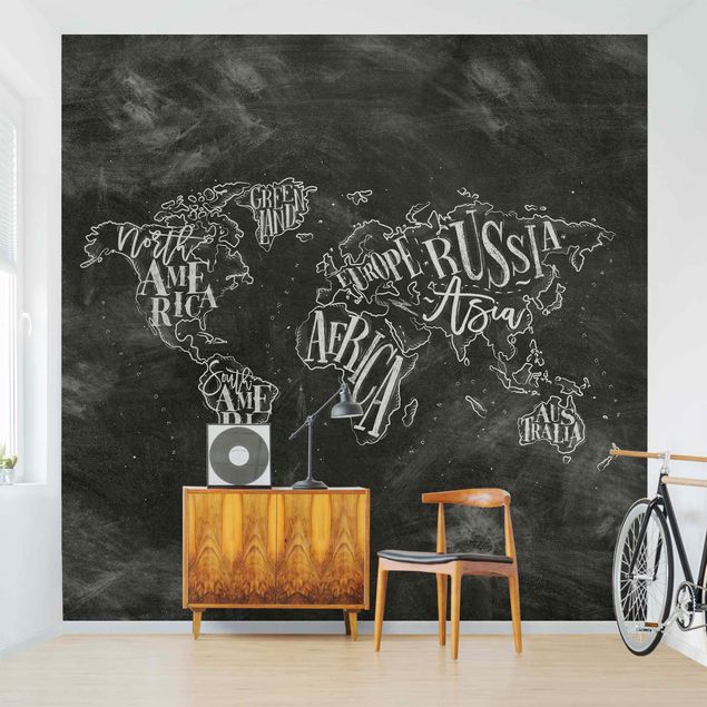 Déco murale cuisine Carte du monde à la craie