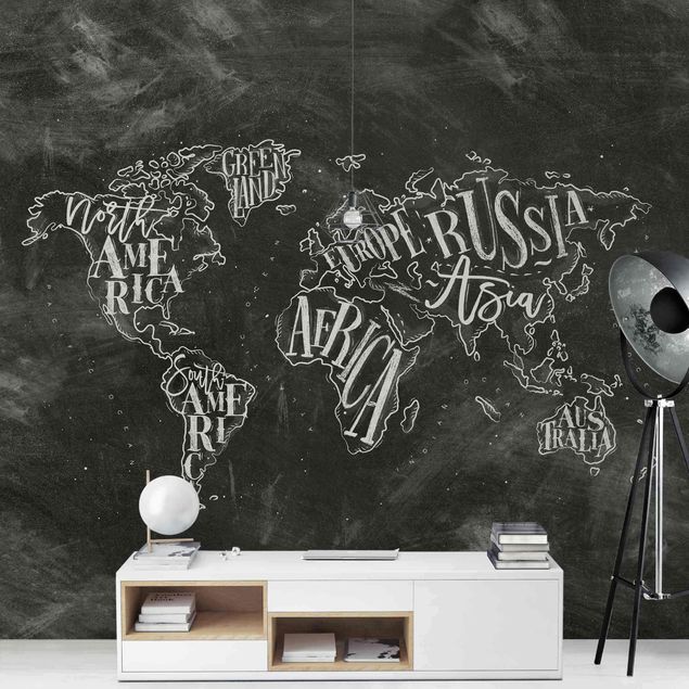 Papier peint mappemonde Carte du monde à la craie