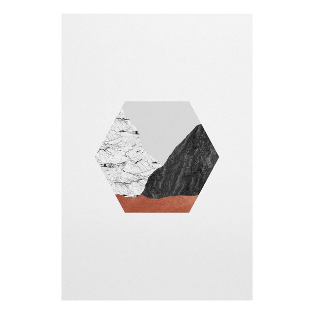 Tableaux dessins Montagnes de cuivre Géométrie hexagonale