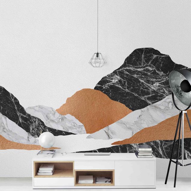 Papiers peints montagne Paysage en marbre et cuivre II