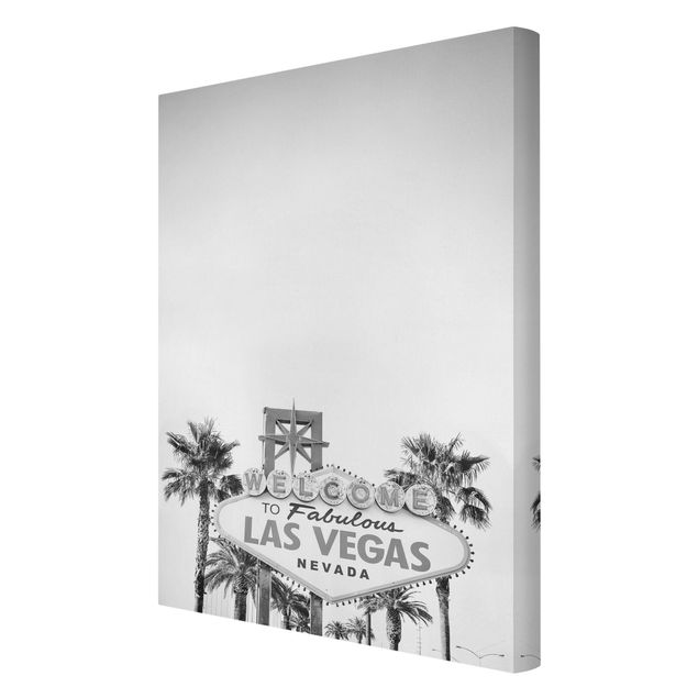 Impressions sur toile Silhouette urbaine de Las Vegas avec lettrage