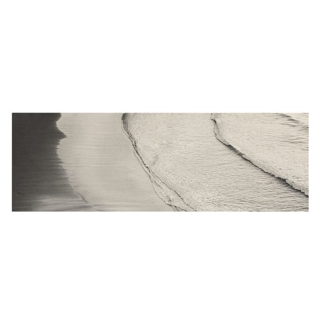 Tableaux sur toile en noir et blanc Vagues douces sur la plage Noir et blanc