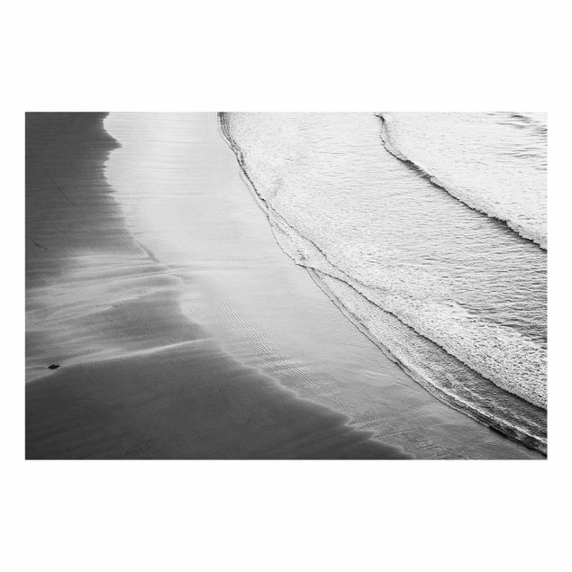 Tableaux en verre noir et blanc Vagues douces sur la plage Noir et blanc