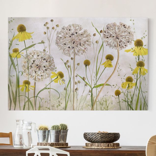 Impression sur toile - Allium And Helenium Illustration