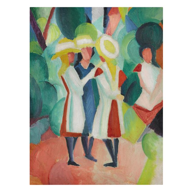 Tableau portraits August Macke - Trois filles au chapeau de paille jaune