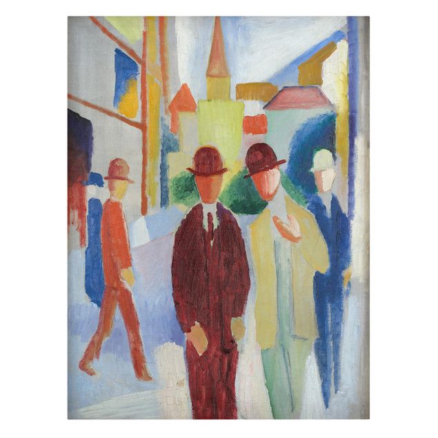 Tableau abstrait August Macke - Rue lumineuse avec des gens