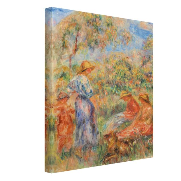 Tableau toile chien Auguste Renoir - Trois femmes et enfant dans un paysage