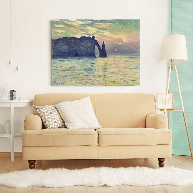 Tableaux Impressionnisme Claude Monet - La falaise, Étretat, coucher de soleil