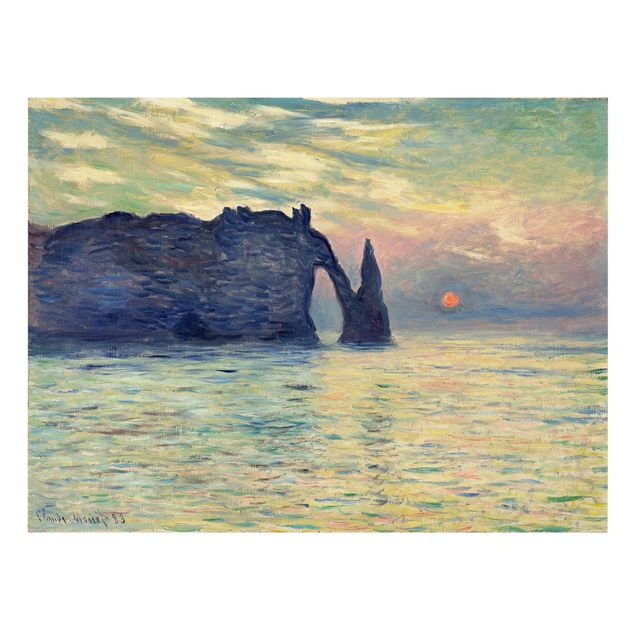 Tableaux mer Claude Monet - La falaise, Étretat, coucher de soleil