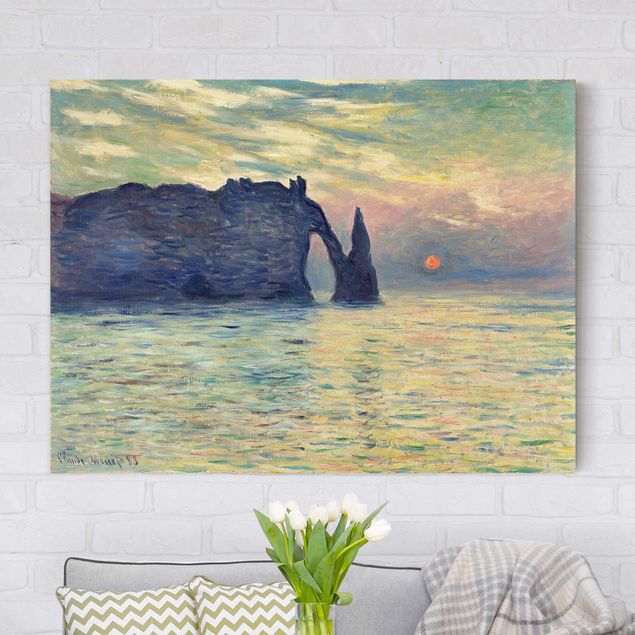 Décorations cuisine Claude Monet - La falaise, Étretat, coucher de soleil