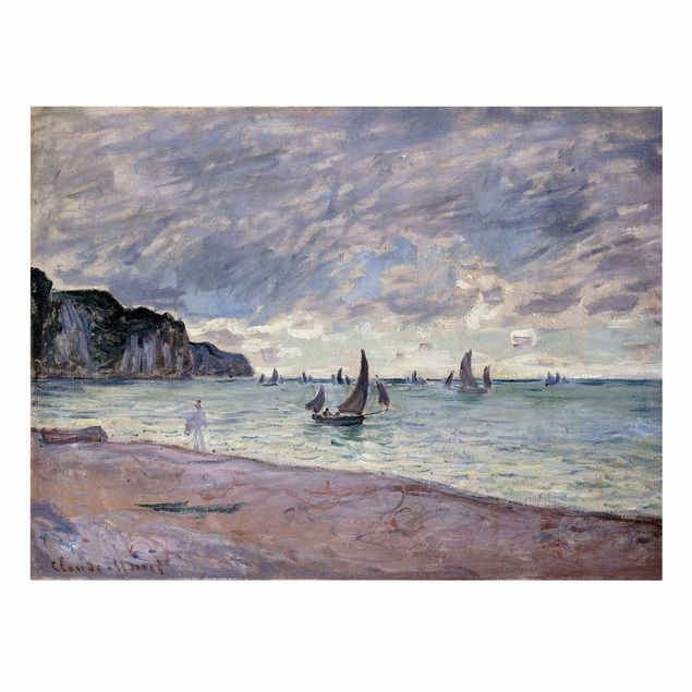 Tableau poisson Claude Monet - Bateaux de pêche devant la plage et les falaises de Pourville