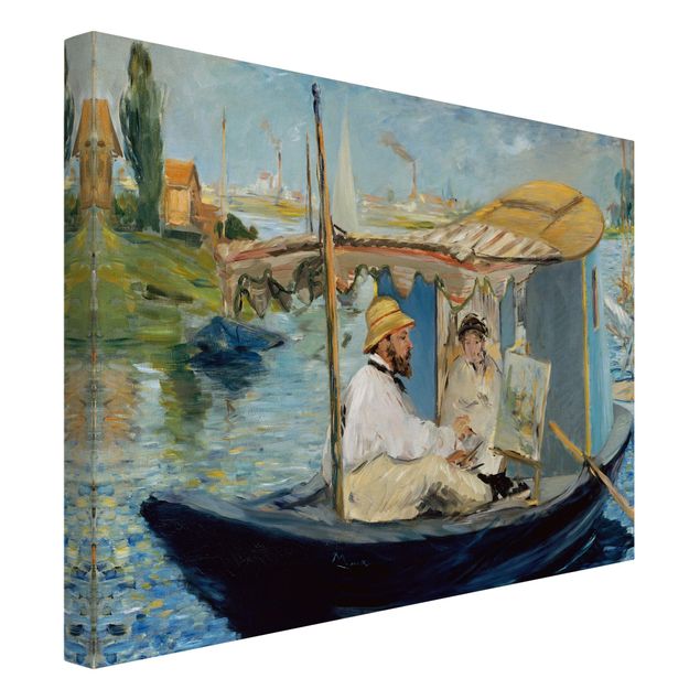 Toile chien Edouard Manet - Claude Monet peignant sur son bateau-atelier