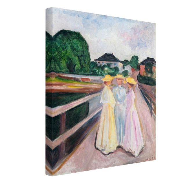 Tableau toile chien Edvard Munch - Trois filles sur le pont