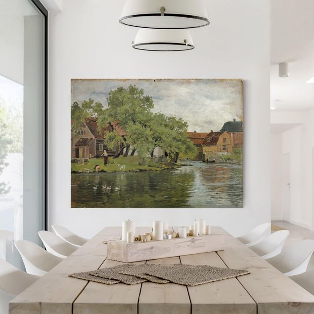 Tableau paysages Edvard Munch - Scène sur la rivière Akerselven