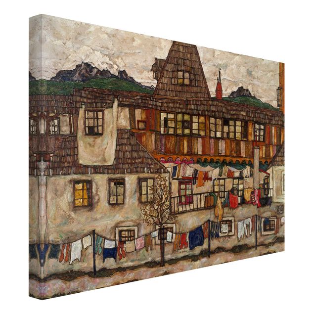 Tableau moderne Egon Schiele - Maison avec linge en train de sécher