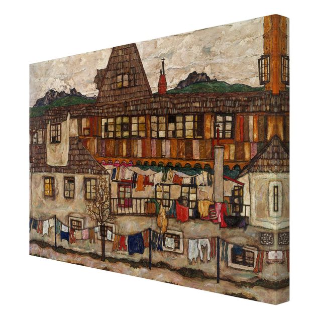 Tableaux reproduction Egon Schiele - Maison avec linge en train de sécher