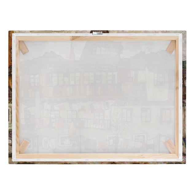Tableau décoration Egon Schiele - Maison avec linge en train de sécher