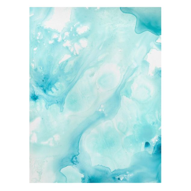 Tableaux muraux Emulsion en blanc et turquoise I