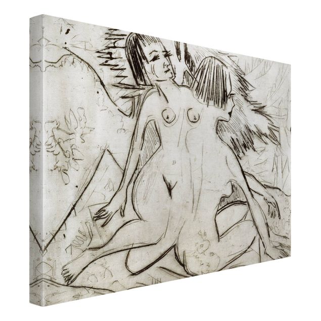 Tableau moderne Ernst Ludwig Kirchner - Deux jeunes nus