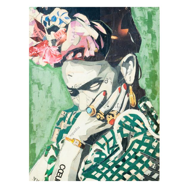 Tableau couleur vert Frida Kahlo - Collage No.3