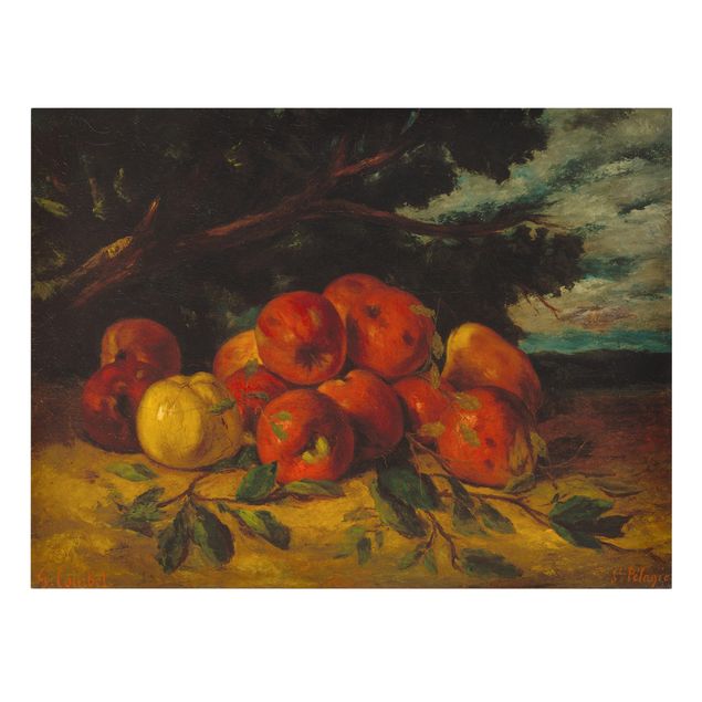 Tableau reproduction Gustave Courbet - Des pommes rouges au pied d'un arbre