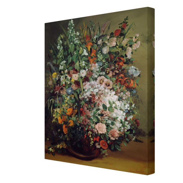 tableaux floraux Gustave Courbet - Bouquet de fleurs dans un vase