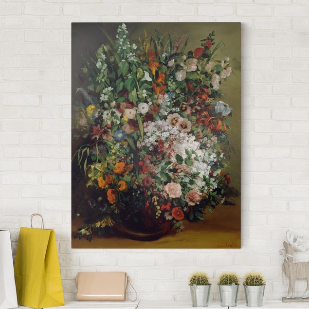 Déco mur cuisine Gustave Courbet - Bouquet de fleurs dans un vase