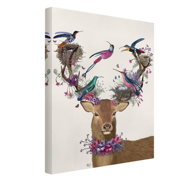 Tableaux moderne Stag With Pigeons