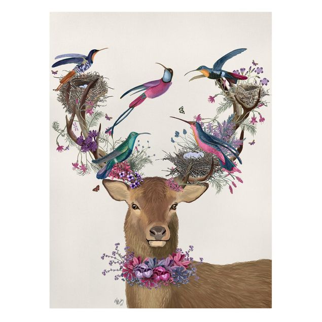 Cadre animaux Stag With Pigeons
