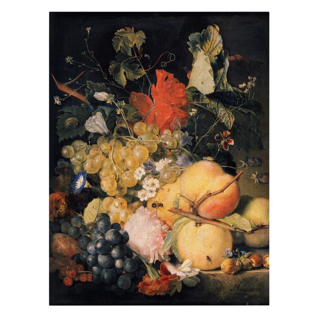 Tableau fleurs Jan van Huysum - Fruits, fleurs et insectes