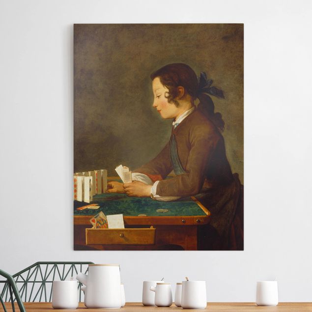 Déco mur cuisine Jean-Baptiste Siméon Chardin - Jeune fille (jeune garçon ?) construisant un château de cartes