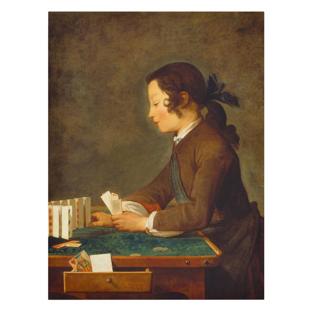 Tableaux moderne Jean-Baptiste Siméon Chardin - Jeune fille (jeune garçon ?) construisant un château de cartes