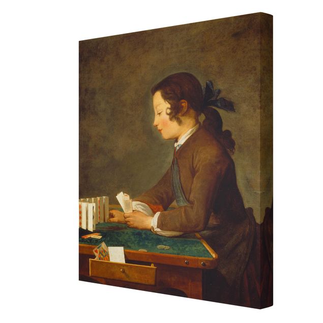 Tableau portraits Jean-Baptiste Siméon Chardin - Jeune fille (jeune garçon ?) construisant un château de cartes