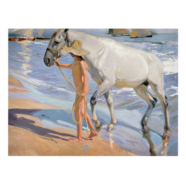 Tableaux plage Joaquin Sorolla - Le bain du cheval