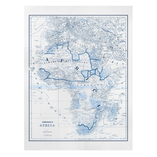Tableau afrique Carte dans les tons bleus - Afrique