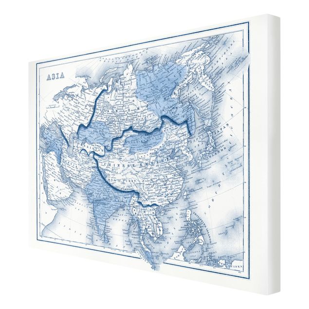 Tableaux muraux Carte dans les tons bleus - Asie