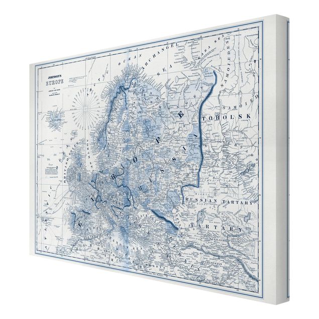 Tableaux muraux Carte dans les tons bleus - Europe
