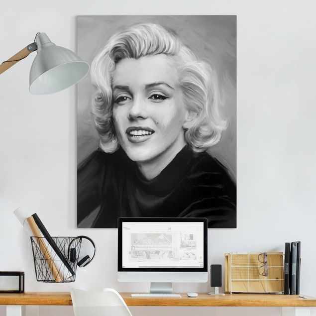 Tableaux sur toile en noir et blanc Marilyn en privé