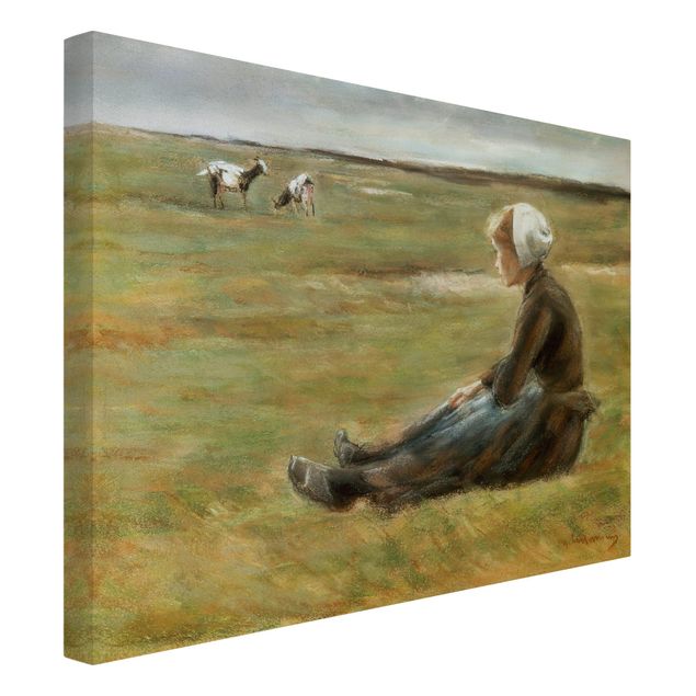 Tableaux modernes Max Liebermann - Troupeau de chèvres dans les dunes de sable