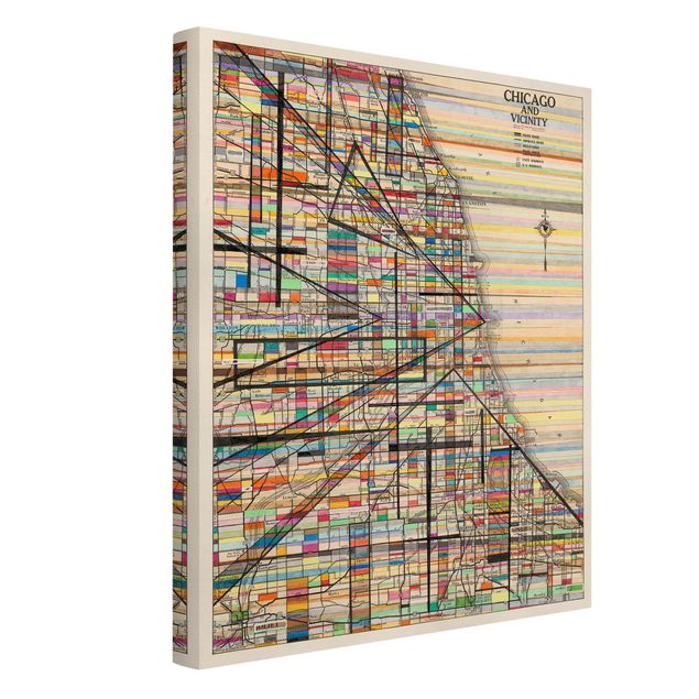 Tableau toile mappemonde Carte moderne de Chicago