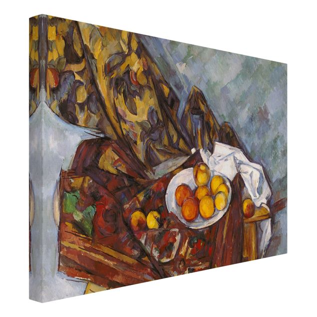 Décoration artistique Paul Cézanne - Nature morte, rideau de fleurs et fruits