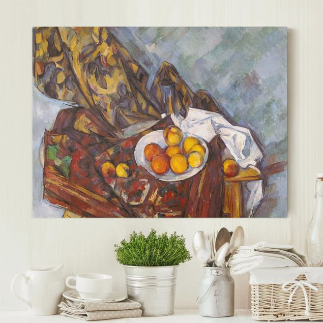 Déco mur cuisine Paul Cézanne - Nature morte, rideau de fleurs et fruits