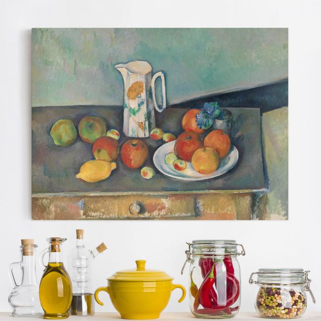Déco murale cuisine Paul Cézanne - Nature morte avec un pot à lait et des fruits