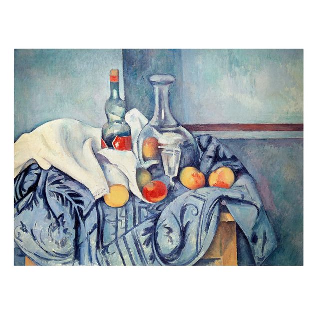 Tableaux Artistiques Paul Cézanne - Nature morte avec des pêches et des bouteilles