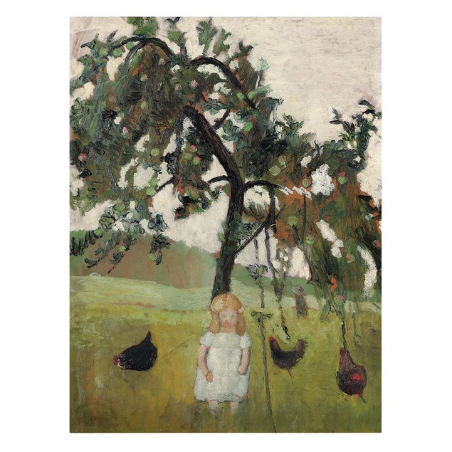 Tableau reproduction Paula Modersohn-Becker - Elsbeth avec des poulets sous un pommier