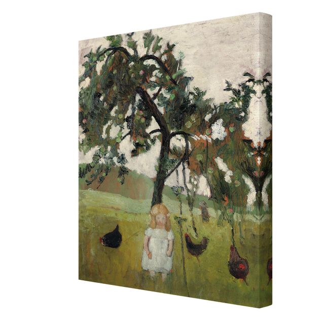 Reproduction tableau sur toile Paula Modersohn-Becker - Elsbeth avec des poulets sous un pommier