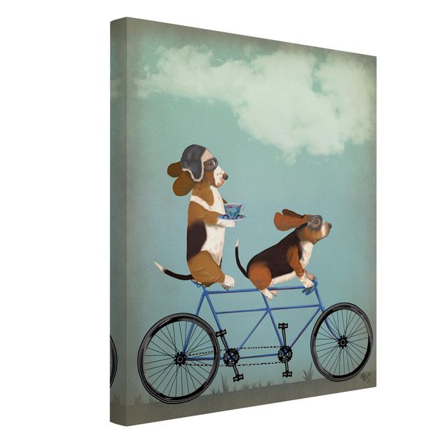 Tableau toile chien Cyclisme - Bassets Tandem