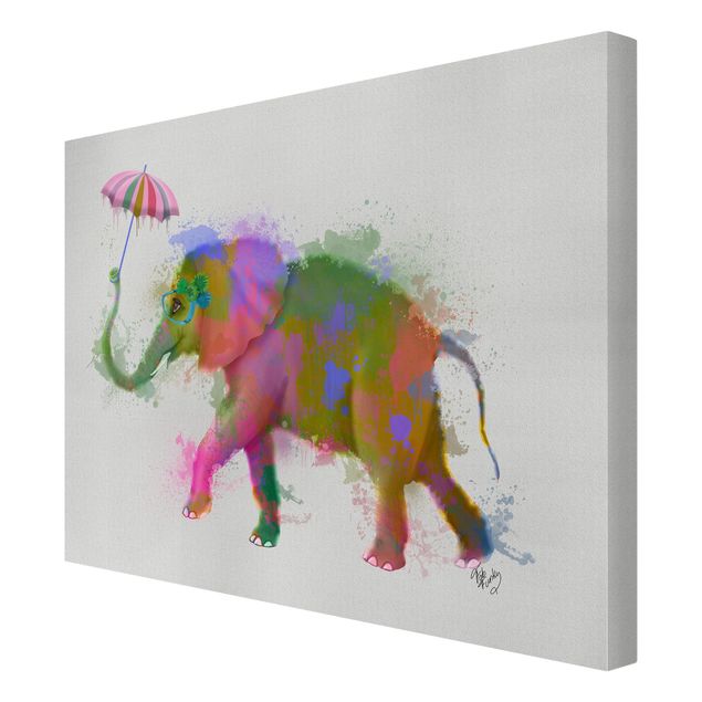 Toile imprimée animaux Taches arc-en-ciel Elephant