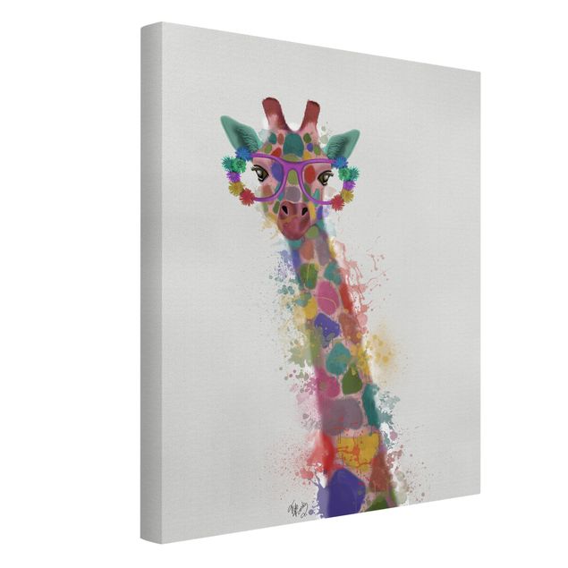 Tableau moderne Taches arc-en-ciel Trio de Girafe